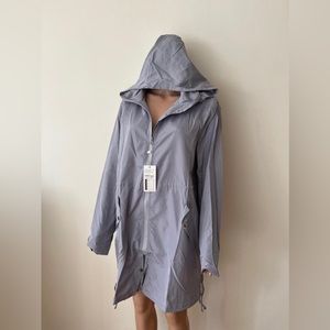 Brand new women’s hooded long sleeve zip up rainproof jacket raincoat plus size